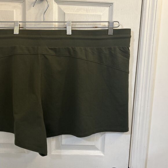 All in Motion Women's 4X Olive Green Frech Terry Side Pockets Drawstring Shorts - Picture 8 of 16